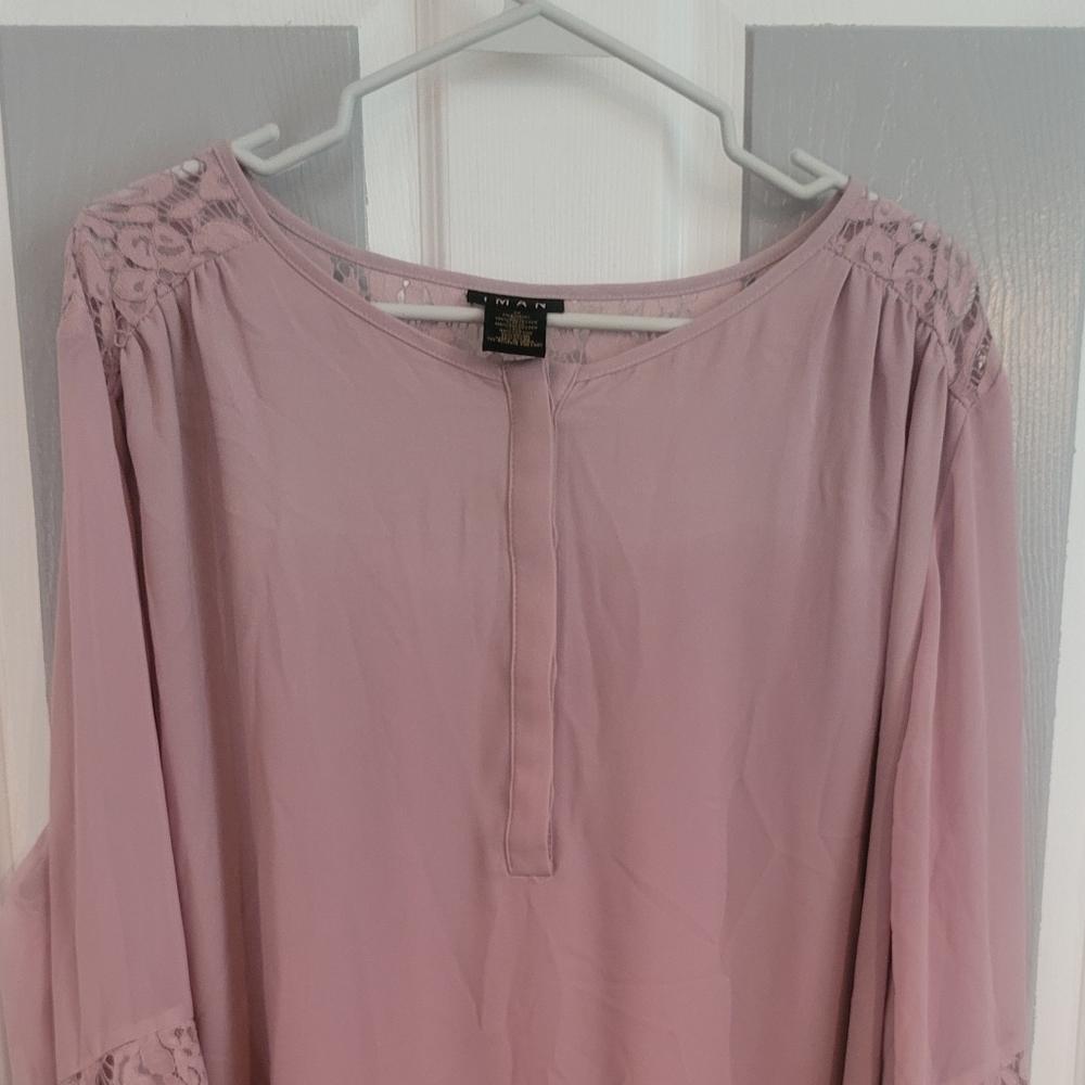 IMAN Dressed and Ready Lace accented Blouse